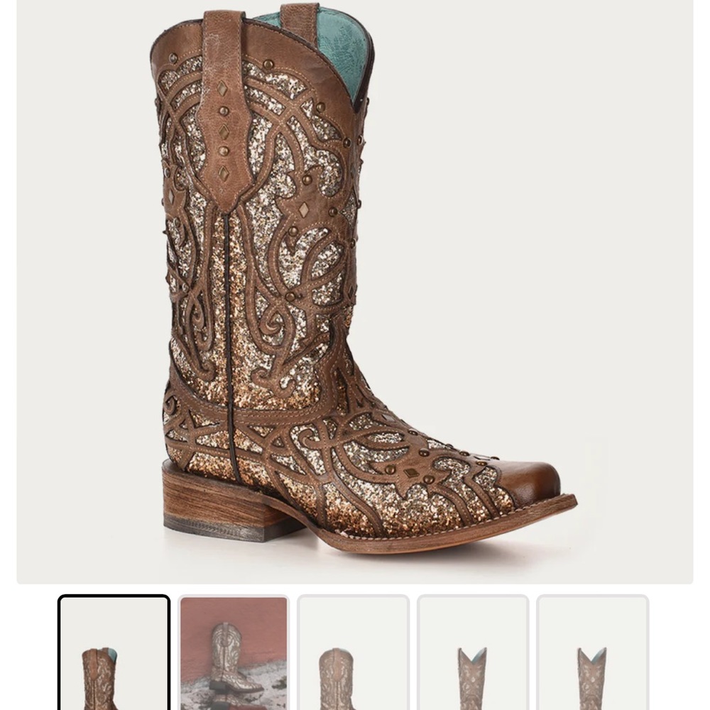 CORRAL WOMEN'S BROWN GLITTER INLAY WESTERN BOOTS